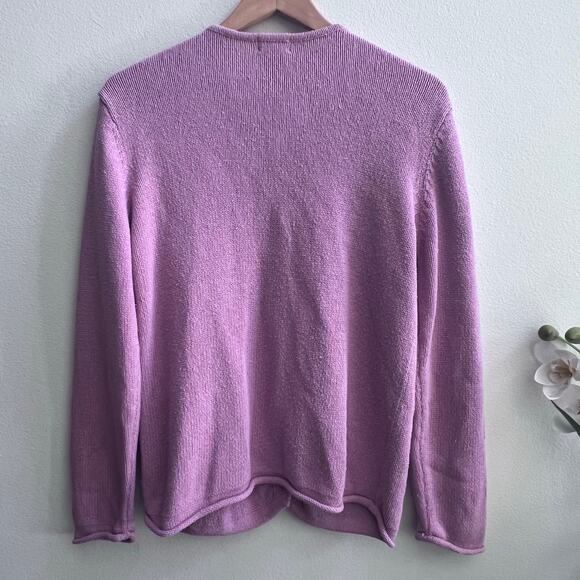 Vintage L. L. Bean Womens Silk Blend Pink Sweater Knitted Long Sleeve Cardigan M - Picture 2 of 6